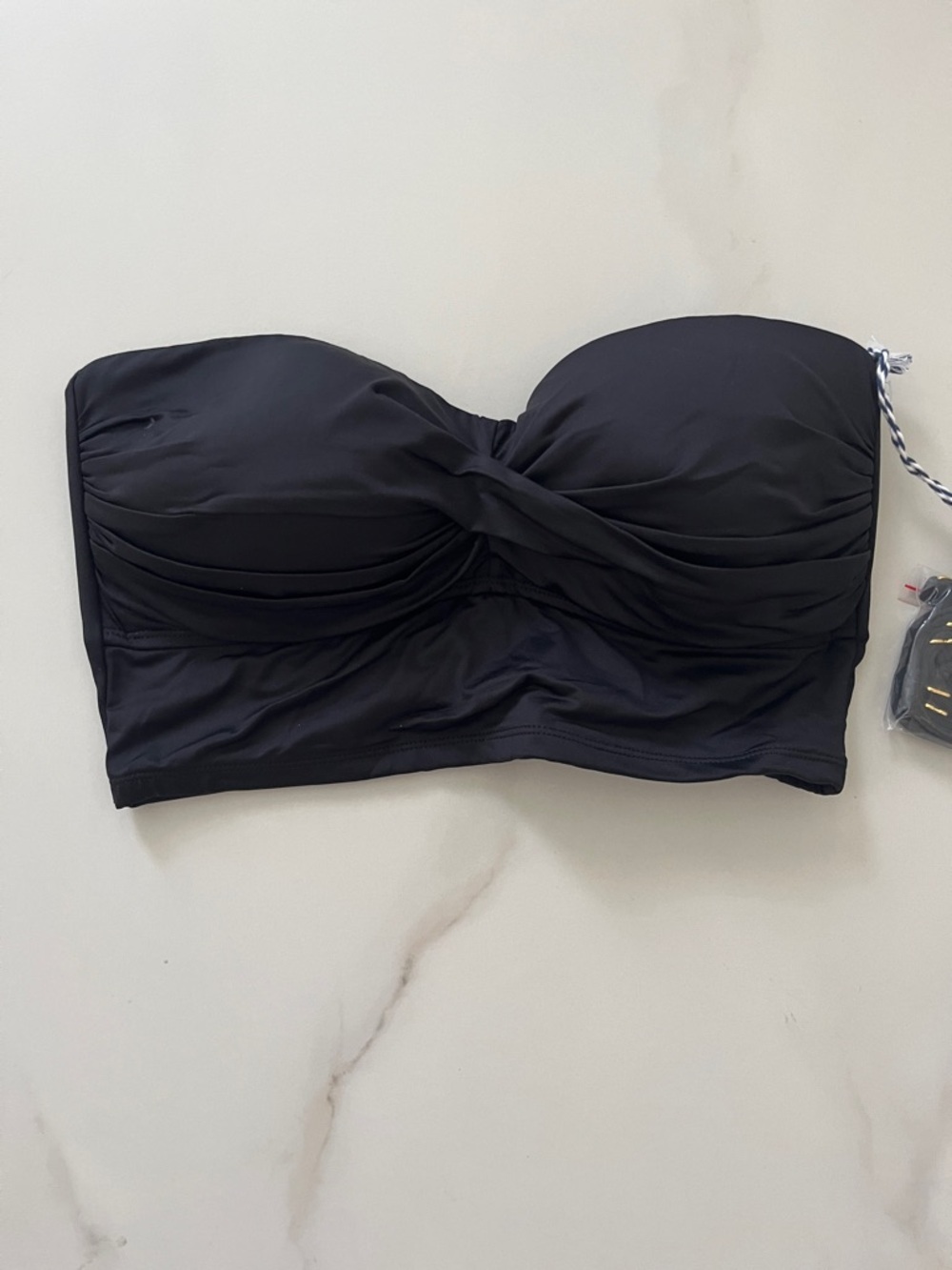 Sonnet Shores Women’s Black Twist-Front Bandeau Swim Top size 12